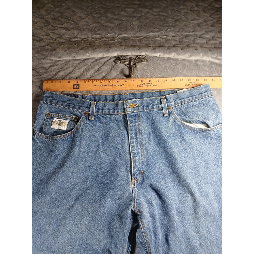 Diamond Gusset Mens Blue Denim Straight Leg Workwear Jeans 40x32 Made in USA - Picture 2 of 9